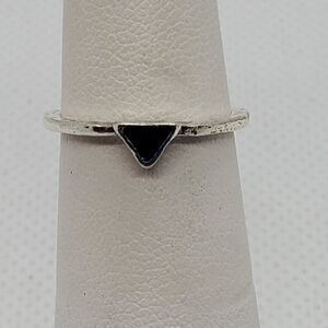 Silver Tone & Blue Triangle Ring